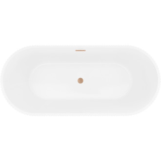 Volně stojící vana Mexen Yara s drážkovaným povrchem 170 x 75 cm, bílá/černá, kartáčovaný přepad v barvě gun gray - 52861707575-66