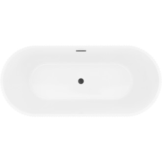 Volně stojící vana Mexen Yara s drážkovaným povrchem 170 x 75 cm, bílá/černá, černý přepad - 52861707575-70