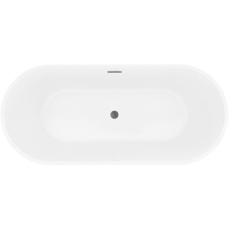 Volně stojící vana Mexen Yara s drážkovaným povrchem 170 x 75 cm, bílá/černá, přepad v barvě gun metal - 52861707575-95