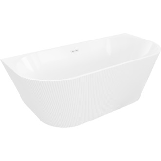 Volně stojící závěsná vana Mexen Oris s drážkovaným povrchem 150 x 75 cm, bílá, bílý přepad - 52871507500-20
