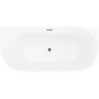 Volně stojící závěsná vana Mexen Oris s drážkovaným povrchem 150 x 75 cm, bílá, kartáčovaný přepad v barvě pistole gray - 52871507500-66
