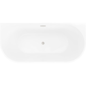 Volně stojící závěsná vana Mexen Oris s drážkovaným povrchem 150 x 75 cm, bílá, přepad kartáčovaný nikl - 52871507500-97