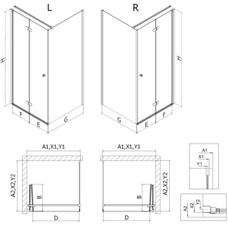 Sprchový kout Mexen Mist-F skládací levý 95 x 90 cm, průhledný, černý - 8A6T-095-090-70-00-L