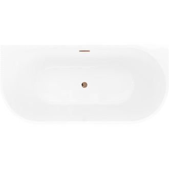 Volně stojící závěsná vana Mexen Oris s drážkovaným povrchem 150 x 75 cm, bílá/šedá, růžovo-zlatý přepad - 52871507562-60