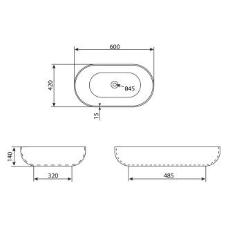 CALEO keramické umyvadlo na desku, 60x42cm, portoro mramor