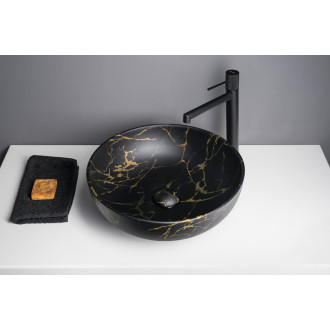 RONDANE keramické umyvadlo na desku Ø 41cm, portoro mramor