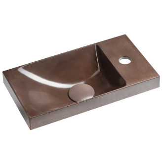 AGOS betonové umývátko 40x22cm, levé/pravé, tmavě hnědá pololesk