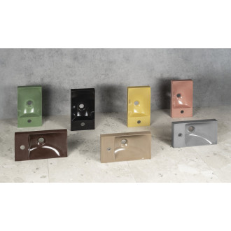 AGOS betonové umývátko 40x22cm, levé/pravé, růžová pololesk