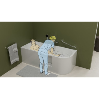 PORTAS L asymetrická vana s dvířky, 180x75x60cm, bílá