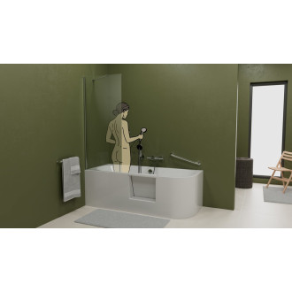 PORTAS L asymetrická vana s dvířky, 180x75x60cm, bílá