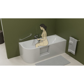 PORTAS R asymetrická vana s dvířky, 180x75x60cm, bílá