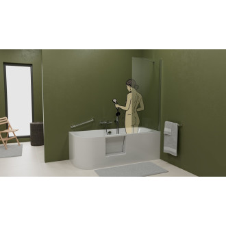 PORTAS R asymetrická vana s dvířky, 180x75x60cm, bílá