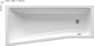 Ravak Vana BE HAPPY II 160x75 R snowwhite C971000000