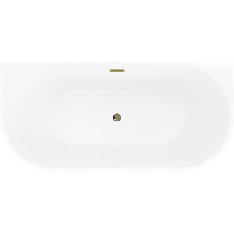 Volně stojící závěsná vana Mexen Oris s drážkovaným přepadem 150 x 75 cm, bílá/černá, zlatý přepad - 52871507575-50