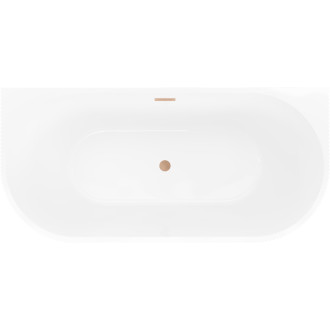 Volně stojící závěsná vana Mexen Oris s drážkovaným povrchem 150 x 75 cm, bílá/černá, přepad z kartáčované mědi - 52871507575-65