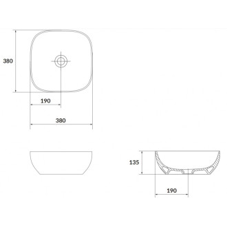 Cersanit Larga umyvadlo na desku čtverec bílá 38x38 K677-004