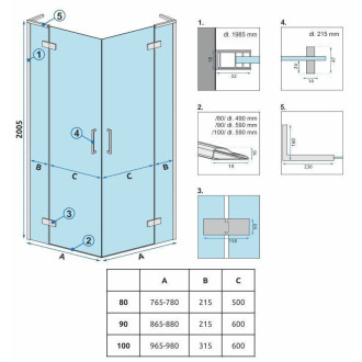 Sprchová kabina REA Hugo Double Black 90x90