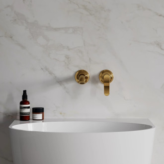 ART DECO bateria umywalkowa podtynkowa, złoty połysk