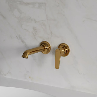 ART DECO bateria umywalkowa podtynkowa, złoty połysk