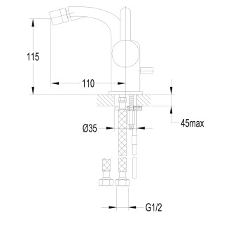 DARLING bateria bidetowa z korkiem klik-klak, złoty