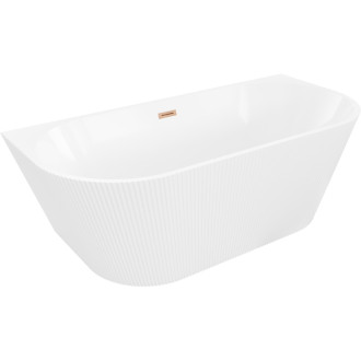 Volně stojící závěsná vana Mexen Oris s drážkovaným přepadem 170 x 80 cm, bílá, přepad z kartáčované mědi - 52871708000-65