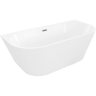 Volně stojící závěsná vana Mexen Oris s drážkovaným povrchem 170 x 80 cm, bílá, přepad v barvě dělového kovu - 52871708000-95