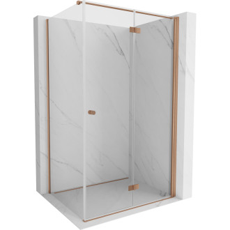 Sprchový kout Mexen Mist-F skládací pravý 85 x 95 cm, průhledný, kartáčovaná měď - 8A6T-085-095-65-00-P