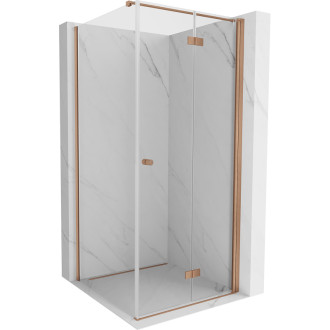 Sprchový kout Mexen Mist-F skládací pravý 95 x 95 cm, průhledný, kartáčovaná měď - 8A6T-095-095-65-00-P