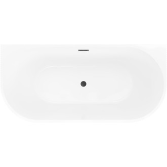 Volně stojící závěsná vana Mexen Oris s drážkovaným uzávěrem 170 x 80 cm, bílá/černá, černý přepad - 52871708075-70