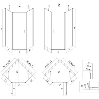Sprchový kout Mexen Mist s pětiúhelníkovým výklopným mechanismem 90 x 90 cm, průhledný, chrom - 8A8-090-090-01-00