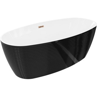 Volně stojící vana Mexen Lira, vzor 170 x 80 cm, bílá/černá, přepad růžové zlato - 52831708075-60