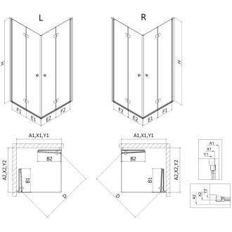 Mexen Mist-F Duo skládací sprchový kout levý 120 x 85 cm, průhledný, kartáčovaná měď - 8A6-120L-085P-65-00