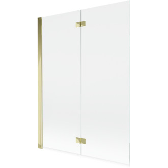 Vanová zástěna Mexen Mist 2-křídlá levá 130 x 150 cm, průhledná, zlatá - 8A9-130-002-50-00-L