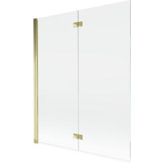 Vanová zástěna Mexen Mist 2-křídlá levá 140 x 150 cm, průhledná, zlatá - 8A9-140-002-50-00-L