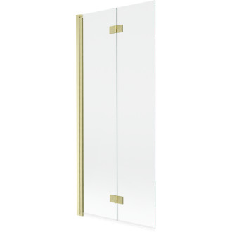 Vanová zástěna Mexen Mist 2-křídlá levá 80 x 150 cm, průhledná, kartáčované zlato - 8A9-080-002-55-00-L