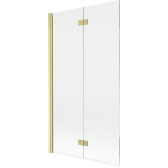 Vanová zástěna Mexen Mist 2-křídlá levá 100 x 150 cm, průhledná, kartáčované zlato - 8A9-100-002-55-00-L