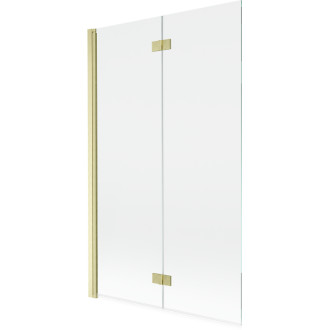 Vanová zástěna Mexen Mist 2-křídlá levá 110 x 150 cm, průhledná, kartáčované zlato - 8A9-110-002-55-00-L