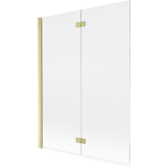 Vanová zástěna Mexen Mist 2-křídlá levá 130 x 150 cm, průhledná, kartáčované zlato - 8A9-130-002-55-00-L