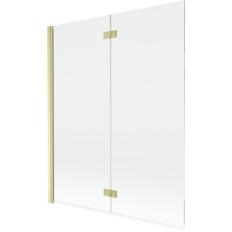 Vanová zástěna Mexen Mist 2-křídlá levá 140 x 150 cm, průhledná, kartáčované zlato - 8A9-140-002-55-00-L