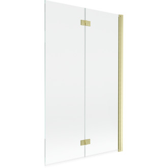 Vanová zástěna Mexen Mist 2-křídlá pravá 110 x 150 cm, průhledná, kartáčované zlato - 8A9-110-002-55-00-P
