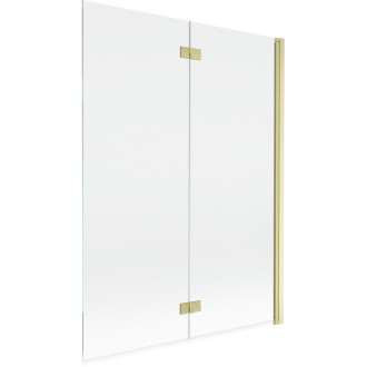 Vanová zástěna Mexen Mist 2-křídlá pravá 130 x 150 cm, průhledná, kartáčované zlato - 8A9-130-002-55-00-P