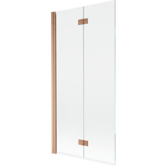 Vanová zástěna Mexen Mist 2-křídlá levá 90 x 150 cm, průhledná, kartáčovaná měď - 8A9-090-002-65-00-L