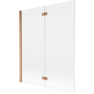 Vanová zástěna Mexen Mist 2-křídlá levá 140 x 150 cm, průhledná, kartáčovaná měď - 8A9-140-002-65-00-L