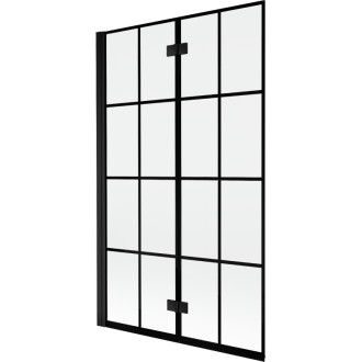 Mexen Mist vanová zástěna 2-křídlá levá 110 x 150 cm, černá kostkovaná, černá - 8A9-110-002-70-77-L