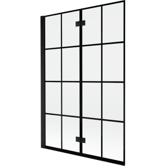 Mexen Mist vanová zástěna 2-křídlá levá 120 x 150 cm, černý kostkovaný vzor, černá - 8A9-120-002-70-77-L