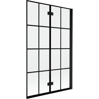 Mexen Mist vanová zástěna 2-křídlá pravá 110 x 150 cm, černá kostkovaná, černá - 8A9-110-002-70-77-P