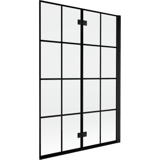 Mexen Mist vanová zástěna 2-křídlá pravá 120 x 150 cm, černá kostkovaná, černá - 8A9-120-002-70-77-P