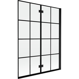 Mexen Mist vanová zástěna 2-křídlá pravá 130 x 150 cm, černý kostkovaný vzor, černá - 8A9-130-002-70-77-P