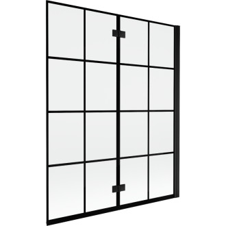 Mexen Mist vanová zástěna 2-křídlá pravá 140 x 150 cm, černá kostkovaná, černá - 8A9-140-002-70-77-P