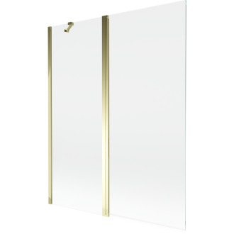 Vanová zástěna Mexen Mist se 2 křídly 140 x 150 cm, průhledná, zlatá - 8A9-140-011-50-00